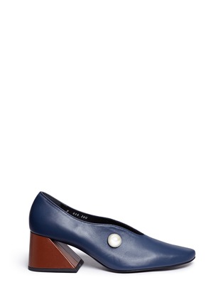 Main View - Click To Enlarge - YUUL YIE - Geometric heel colourblock choked-up leather pumps