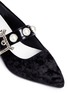 Detail View - Click To Enlarge - YUUL YIE - Faux pearl leather strap velvet Mary Jane pumps