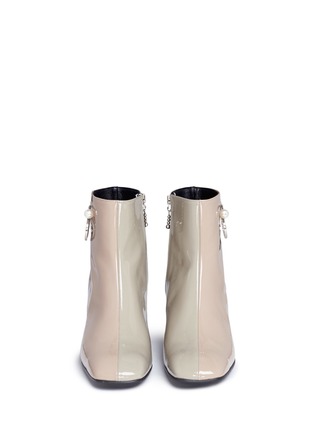 Front View - Click To Enlarge - YUUL YIE - Faux pearl ring charm colourblock patent leather boots