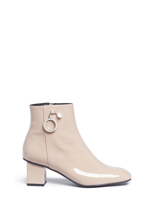 Main View - Click To Enlarge - YUUL YIE - Faux pearl ring charm colourblock patent leather boots