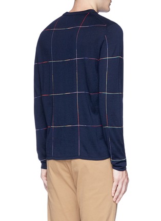 Back View - Click To Enlarge - PS PAUL SMITH - Windowpane check Merino wool blend sweater