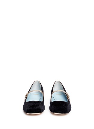 Front View - Click To Enlarge - FRANCES VALENTINE - 'Joan' metallic strap velvet Mary Jane flats