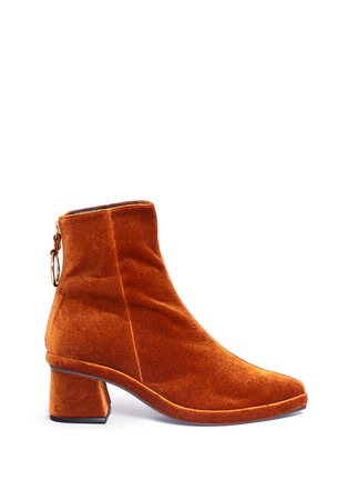 Main View - Click To Enlarge - BOTH - Metal ring pull velvet ankle boots