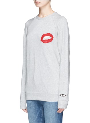 Front View - Click To Enlarge - SANDRINE ROSE - 'The Love Me' lips appliqué cotton fleece jersey sweatshirt