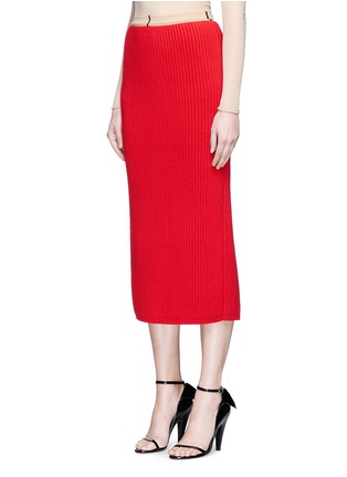 Front View - Click To Enlarge - CALVIN KLEIN 205W39NYC - Wool-cashmere rib knit midi pencil skirt