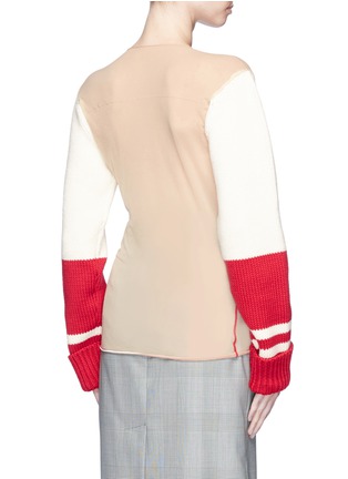 Back View - Click To Enlarge - CALVIN KLEIN 205W39NYC - Chunky wool knit sleeve sheer sweater