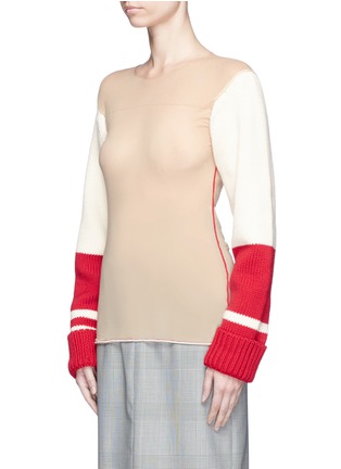 Front View - Click To Enlarge - CALVIN KLEIN 205W39NYC - Chunky wool knit sleeve sheer sweater