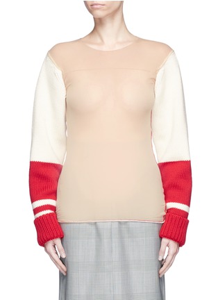 Main View - Click To Enlarge - CALVIN KLEIN 205W39NYC - Chunky wool knit sleeve sheer sweater