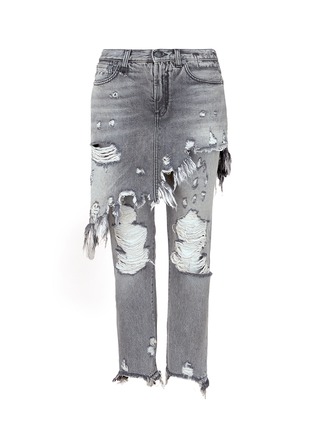Main View - Click To Enlarge - R13 - 'Double Classic' ripped layered jeans