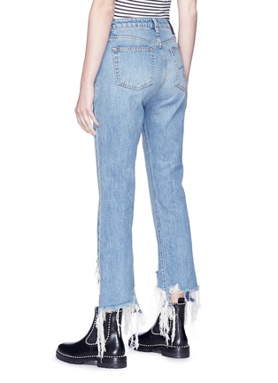 Back View - Click To Enlarge - R13 - 'Kick Fit Long' asymmetric frayed cuff jeans