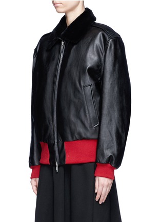 Front View - Click To Enlarge - CALVIN KLEIN 205W39NYC - Shearling collar leather jacket