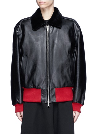 Main View - Click To Enlarge - CALVIN KLEIN 205W39NYC - Shearling collar leather jacket