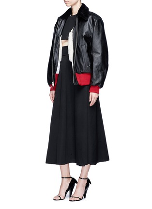 Figure View - Click To Enlarge - CALVIN KLEIN 205W39NYC - Shearling collar leather jacket