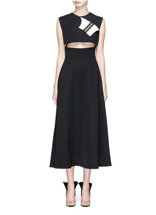 Main View - Click To Enlarge - CALVIN KLEIN 205W39NYC - Foldover panel cutout waist twill dress