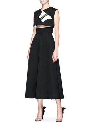 Figure View - Click To Enlarge - CALVIN KLEIN 205W39NYC - Foldover panel cutout waist twill dress