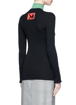 Back View - Click To Enlarge - CALVIN KLEIN 205W39NYC - Graphic patch colourblock turtleneck sweater