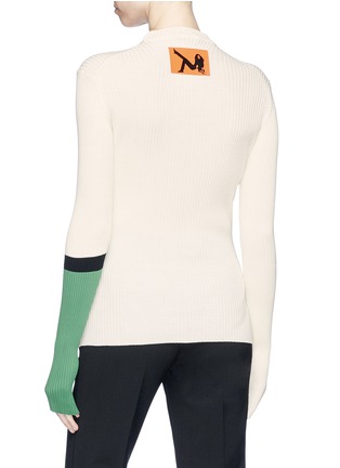 Back View - Click To Enlarge - CALVIN KLEIN 205W39NYC - Graphic patch colourblock rib knit sweater