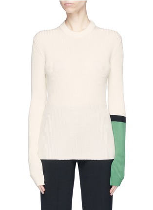 Main View - Click To Enlarge - CALVIN KLEIN 205W39NYC - Graphic patch colourblock rib knit sweater