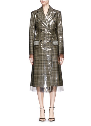 Main View - Click To Enlarge - CALVIN KLEIN 205W39NYC - Translucent plastic overlay check plaid Wall Street coat