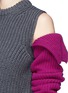 Detail View - Click To Enlarge - CALVIN KLEIN 205W39NYC - Cold shoulder colourblock mixed rib knit sweater