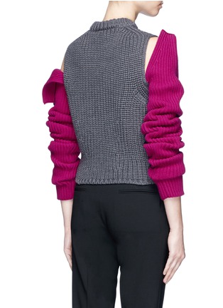 Back View - Click To Enlarge - CALVIN KLEIN 205W39NYC - Cold shoulder colourblock mixed rib knit sweater