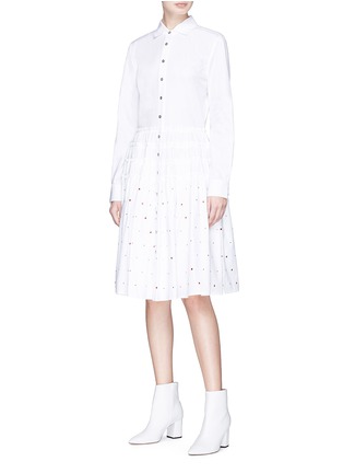 Figure View - Click To Enlarge - ANAÏS JOURDEN - Strass embellished ruched poplin shirt dress
