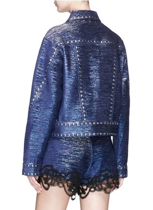 Back View - Click To Enlarge - ANAÏS JOURDEN - 'Lumiere' studded metallic cropped trucker jacket