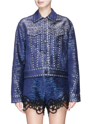 Main View - Click To Enlarge - ANAÏS JOURDEN - 'Lumiere' studded metallic cropped trucker jacket