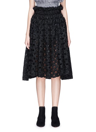 Main View - Click To Enlarge - ANAÏS JOURDEN - 'Sparkling' ruffle metallic crochet lace skirt