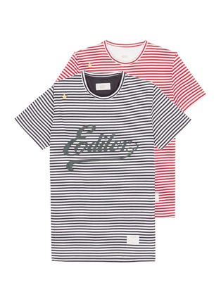Main View - Click To Enlarge - THE EDITOR - Stripe logo print T-shirt 2-pack set