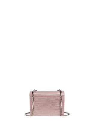 Detail View - Click To Enlarge - SAINT LAURENT - 'Sunset Monogram' croc embossed leather chain wallet