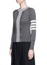 Front View - Click To Enlarge - THOM BROWNE  - Stripe sleeve cashmere mixed knit sweater