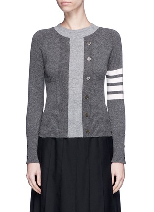 Main View - Click To Enlarge - THOM BROWNE  - Stripe sleeve cashmere mixed knit sweater