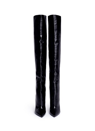 Front View - Click To Enlarge - SAINT LAURENT - 'Niki 85' leather thigh-high boots