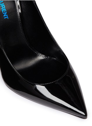 Detail View - Click To Enlarge - SAINT LAURENT - 'Opyum 110' logo heel patent leather pumps