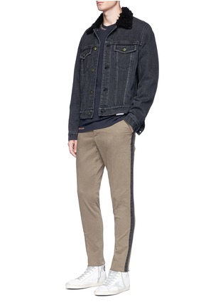 Figure View - Click To Enlarge - THE EDITOR - Stripe outseam slim fit chinos