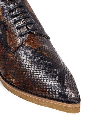 Detail View - Click To Enlarge - DRIES VAN NOTEN - Snake embossed leather platform Derbies