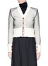 Main View - Click To Enlarge - THOM BROWNE  - Mesh overlay wool cable knit cardigan