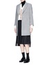 Figure View - Click To Enlarge - THOM BROWNE  - Mesh overlay wool cable knit cardigan