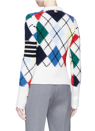 Back View - Click To Enlarge - THOM BROWNE  - Argyle intarsia cashmere rib knit sweater