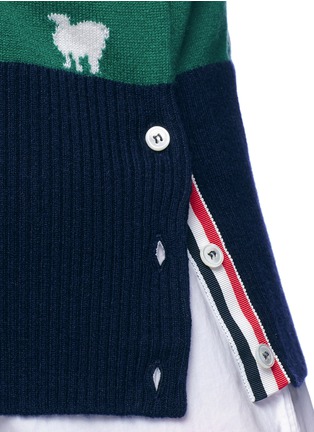 Detail View - Click To Enlarge - THOM BROWNE  - Barn intarsia cashmere cardigan