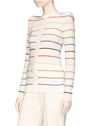 Detail View - Click To Enlarge - SONIA RYKIEL - Detachable scarf trompe l'œil stripe wool sweater