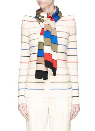 Main View - Click To Enlarge - SONIA RYKIEL - Detachable scarf trompe l'œil stripe wool sweater