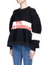 Front View - Click To Enlarge - SONIA RYKIEL - '175 SAINT GERMAIN' slogan oversized mixed knit sweater