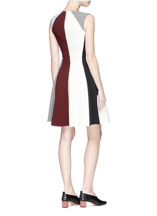 Figure View - Click To Enlarge - VICTORIA BECKHAM - Colourblock ladder houndstooth panel flare dress