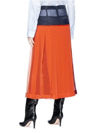Back View - Click To Enlarge - VICTORIA BECKHAM - Colourblock pleated georgette midi skirt