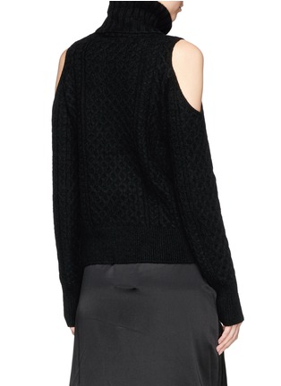 Back View - Click To Enlarge - THEORY - Cold shoulder cable knit sweater