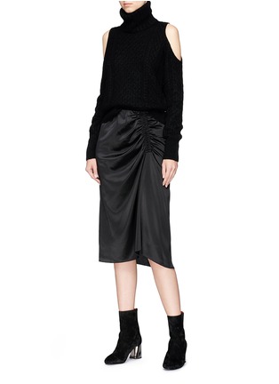 Figure View - Click To Enlarge - THEORY - Ruched satin skirt