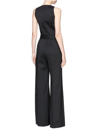Back View - Click To Enlarge - THEORY - Belted crepe wide leg jumpsuit