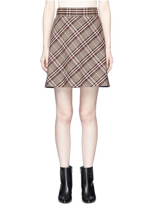 Main View - Click To Enlarge - THEORY - Check plaid virgin wool flared mini skirt